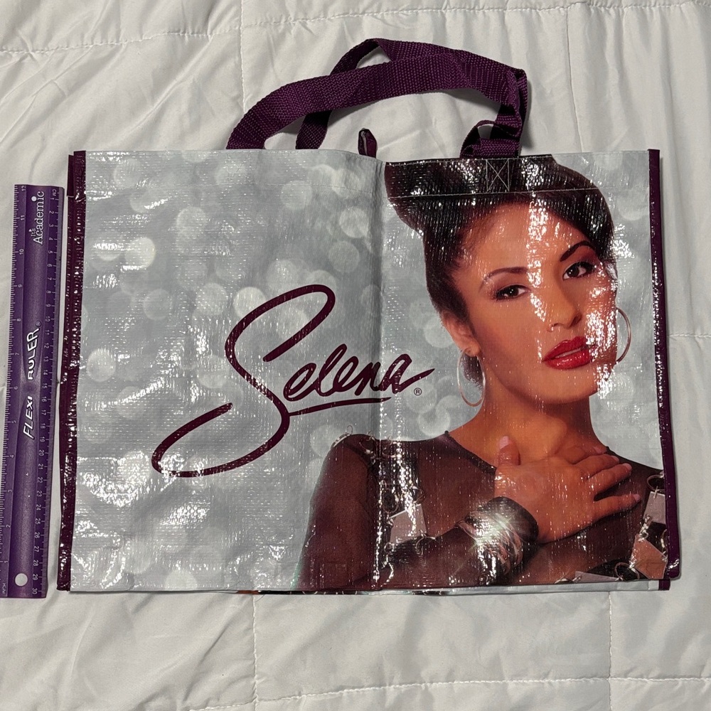 Limited Edition Selena Tote Bag - reusable bag Purple and White